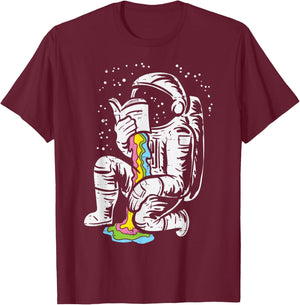 Astronaut Reading Book Space Galaxy Bookworm Men Women Kids T-Shirt - T-Shirt | Maroon