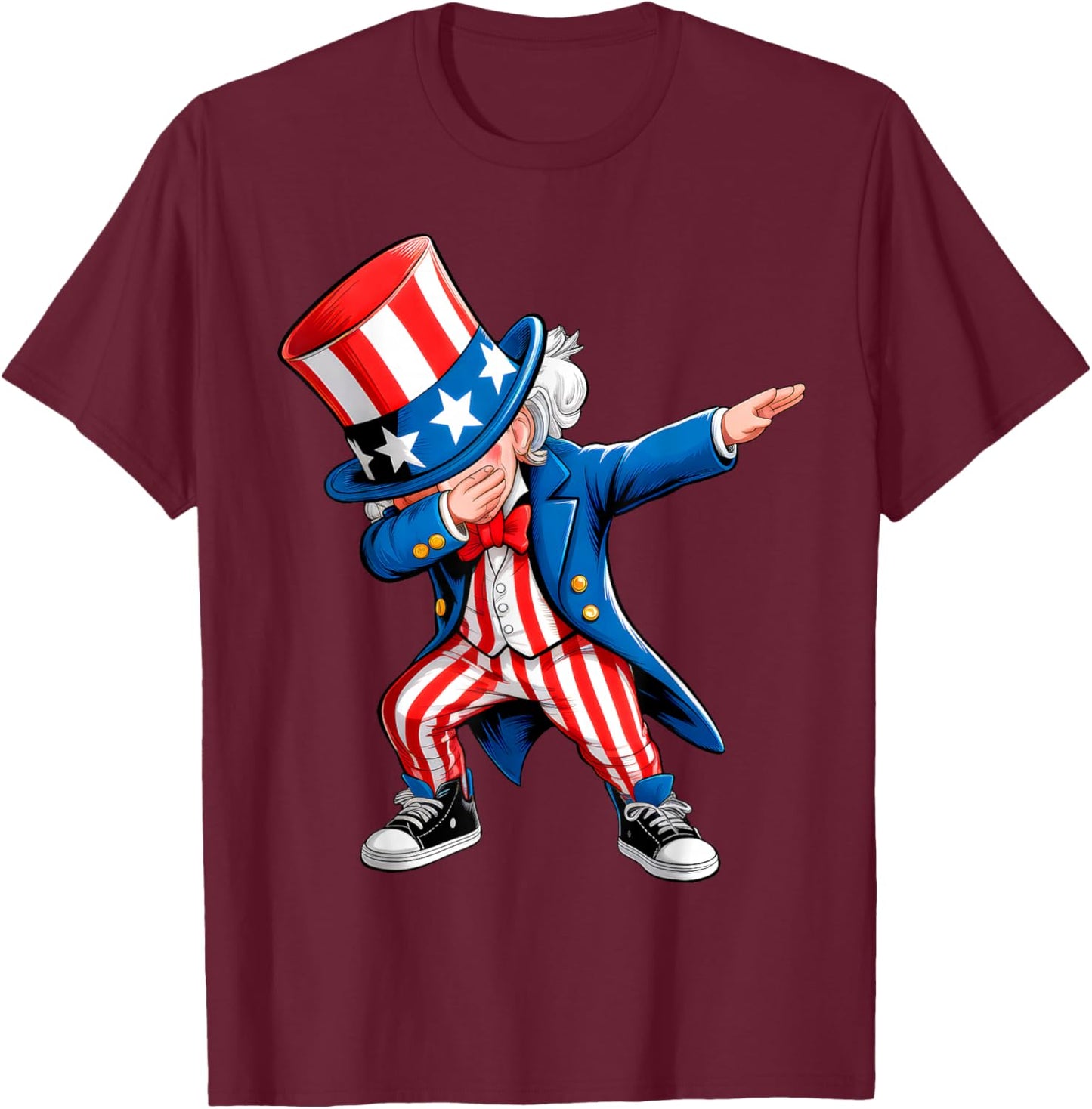 Dabbing Uncle Sam 4th of July Kids Boys Men Funny Dab Dance T-Shirt - T-Shirt | Maroon