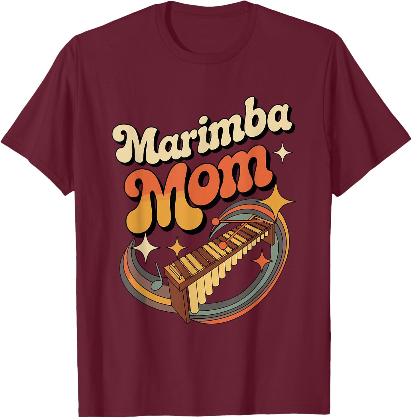 Marimba Mom Retro Percussion Band Music T-Shirt - T-Shirt | Maroon