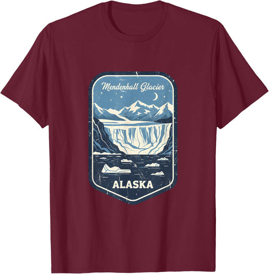 Mendenhall Glacier Alaska Mountain Nature Travel Adventure T-Shirt - T-Shirt | Maroon