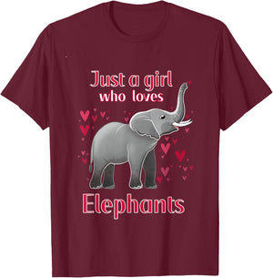 Just A Girl Who Loves Elephants Funny Elephant Lover Quote T-Shirt - T-Shirt | Maroon