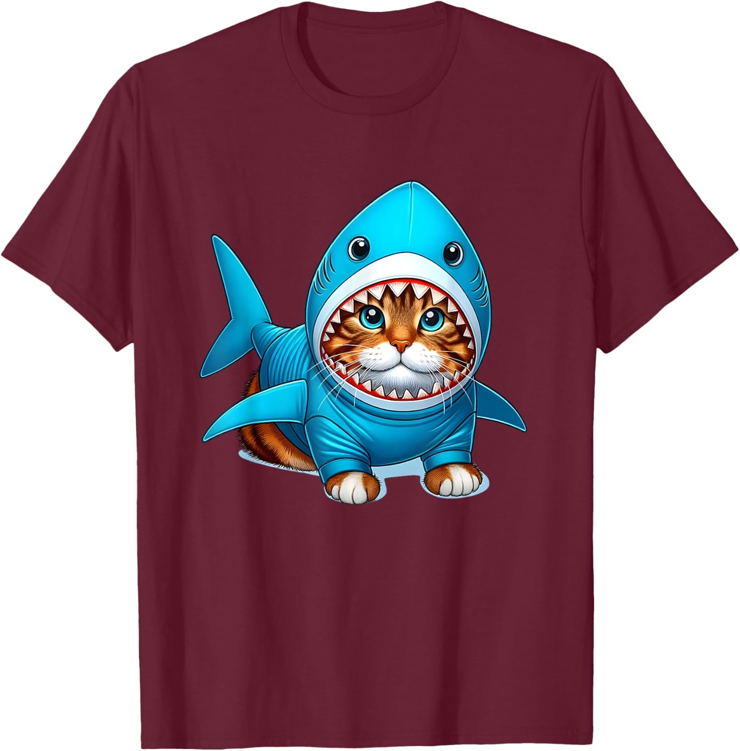 Cat in Shark Costume Women Kids T-Shirt - T-Shirt | Maroon