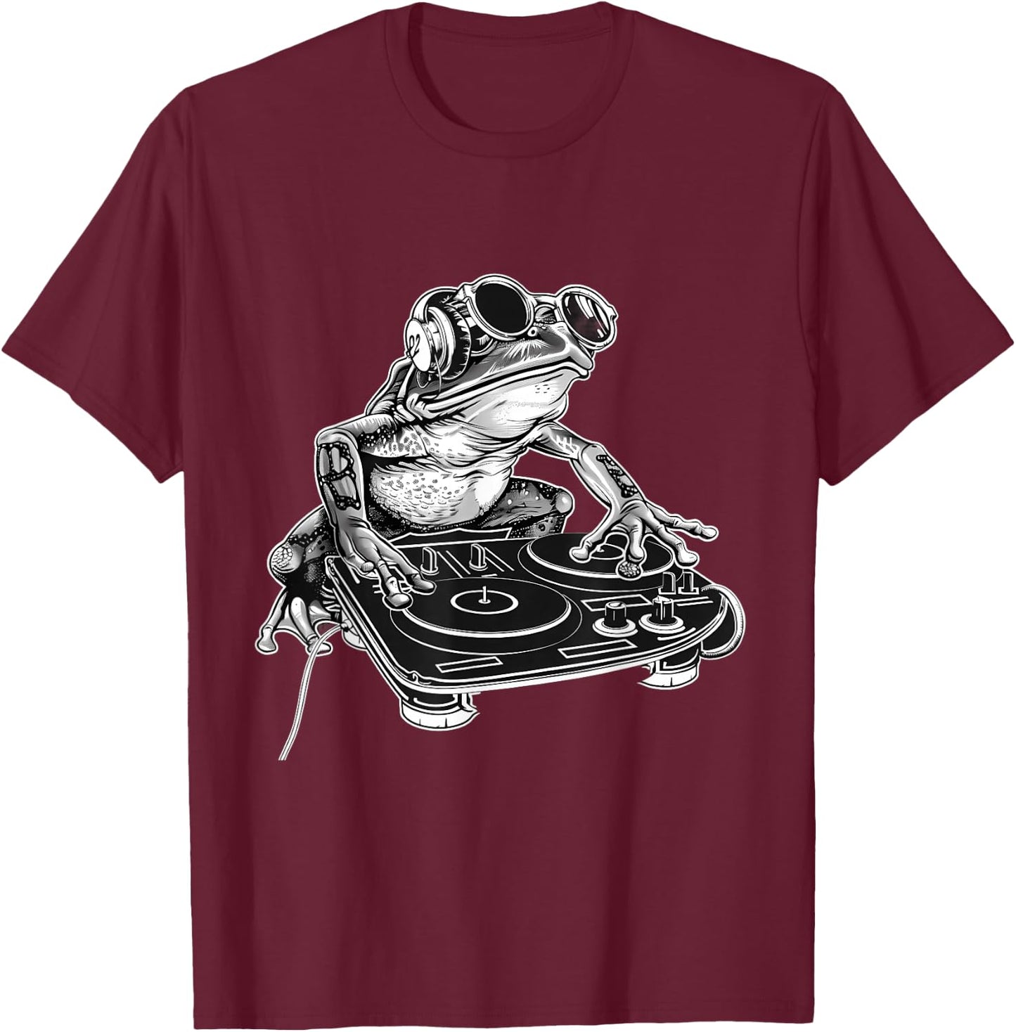 Frog Music DJ Music Producer Turntable DJ Frog Beatmaker T-Shirt - T-Shirt | Maroon