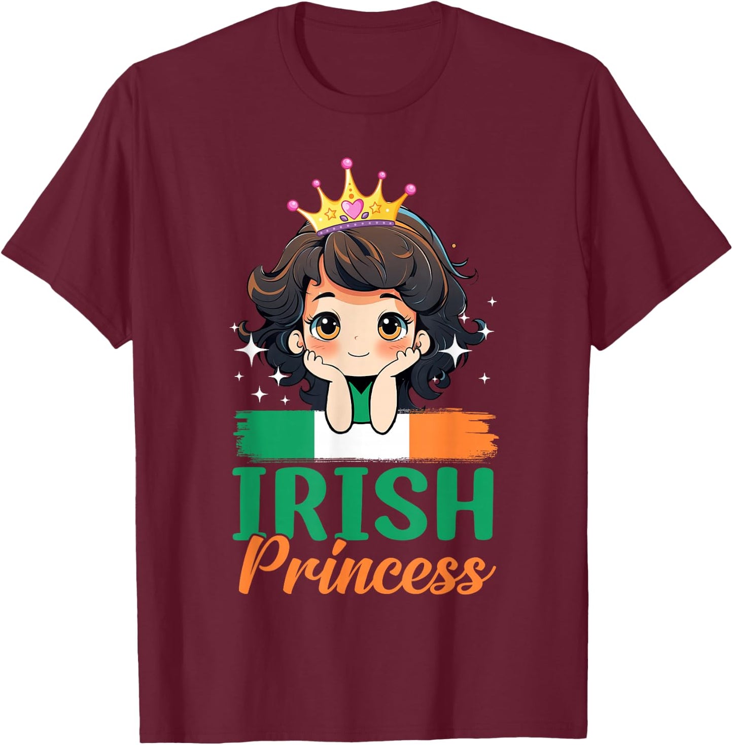 Irish Princess Ireland Girl Cute Irish Flag T-Shirt - T-Shirt | Maroon