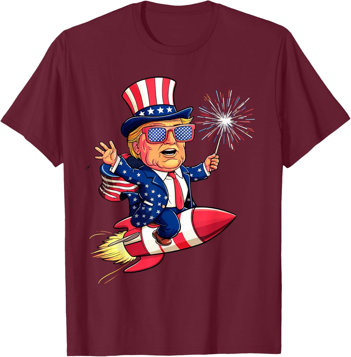 Donald TRUMP 2024 Happy 4th Of July Trump American Flag Women Men T-Shirt - T-Shirt | Maroon