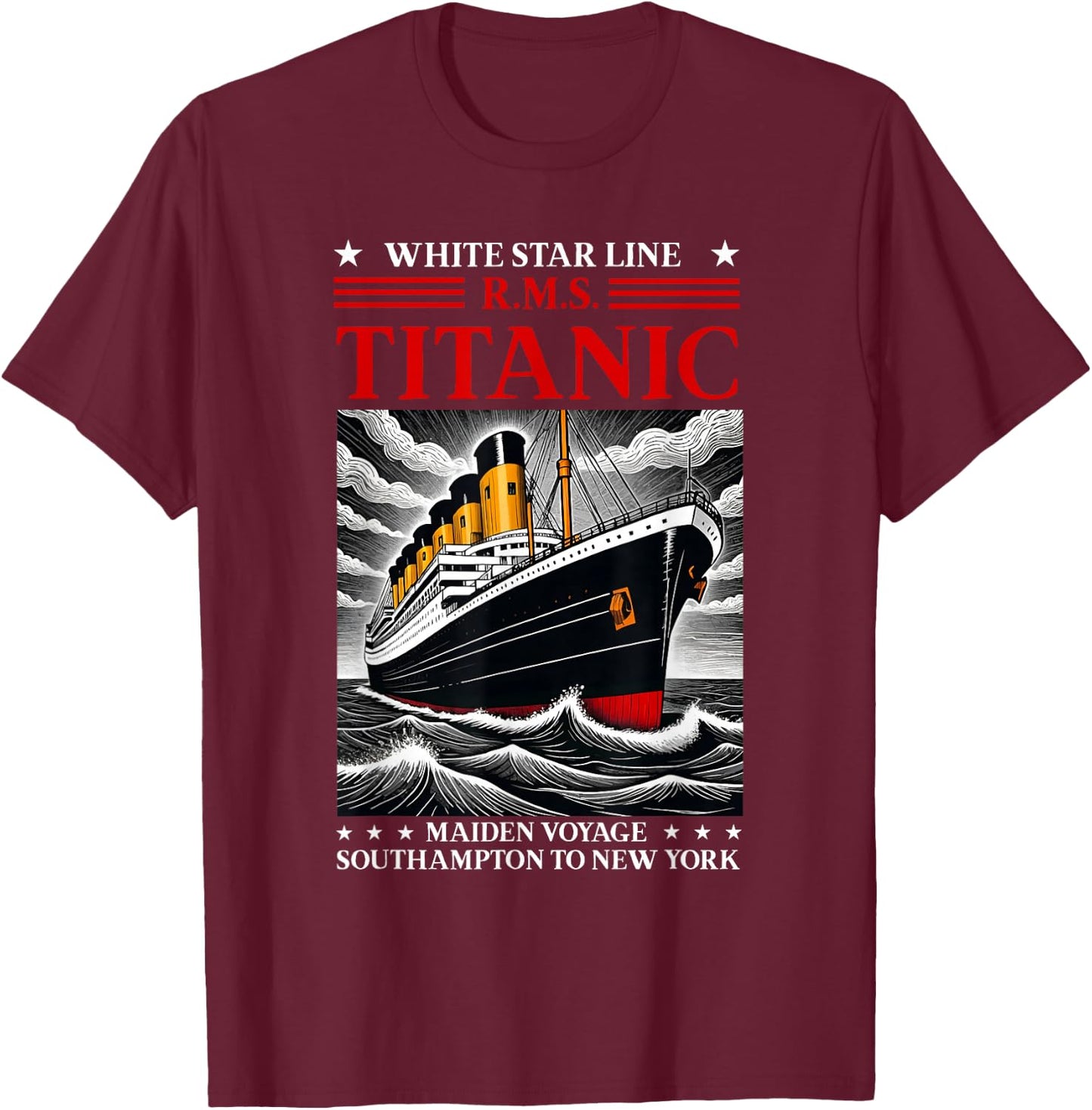 Titanic White Star Line RMS Ship Boat Stuff Boys Kids Men T-Shirt - T-Shirt | Maroon