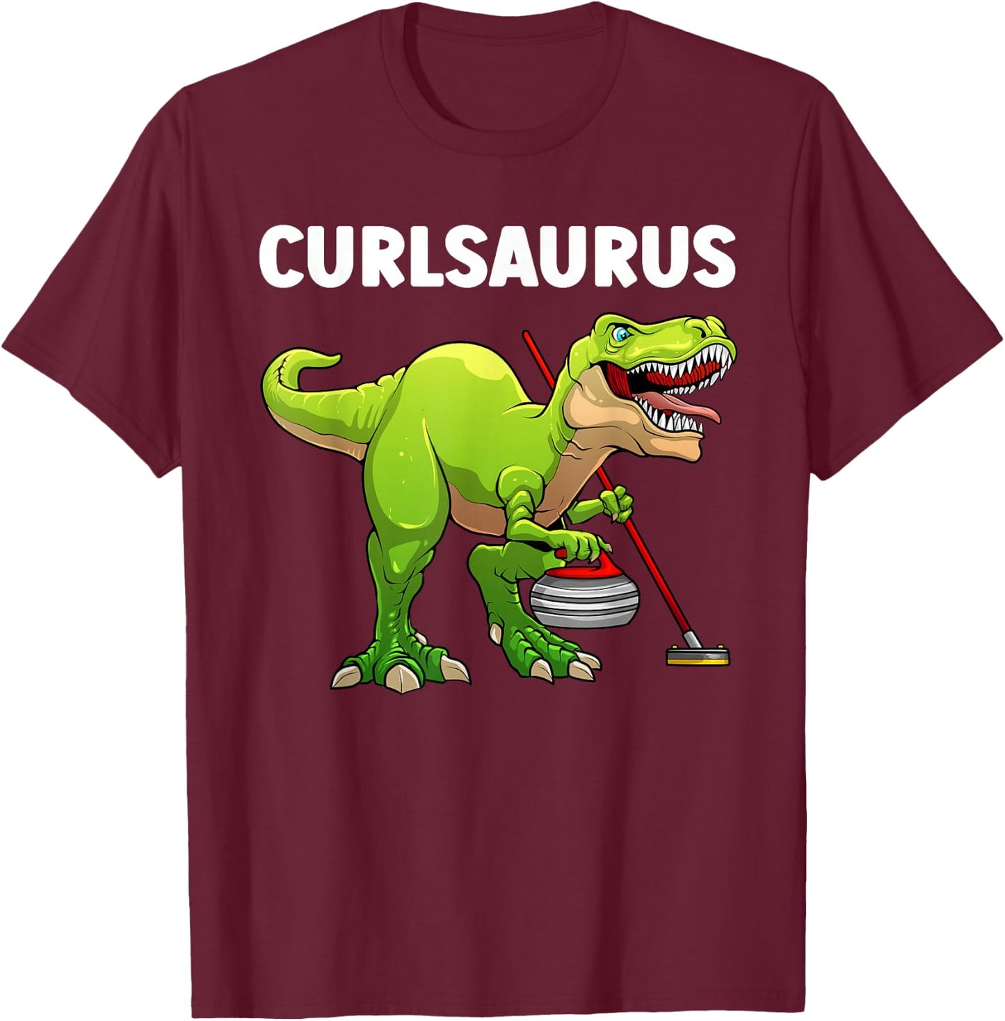 Funny Curling Art Women Curler Curling Sport Lover T-Shirt - T-Shirt | Maroon