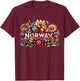 Flowers of Norway Norwegian T-Shirt - T-Shirt | Maroon