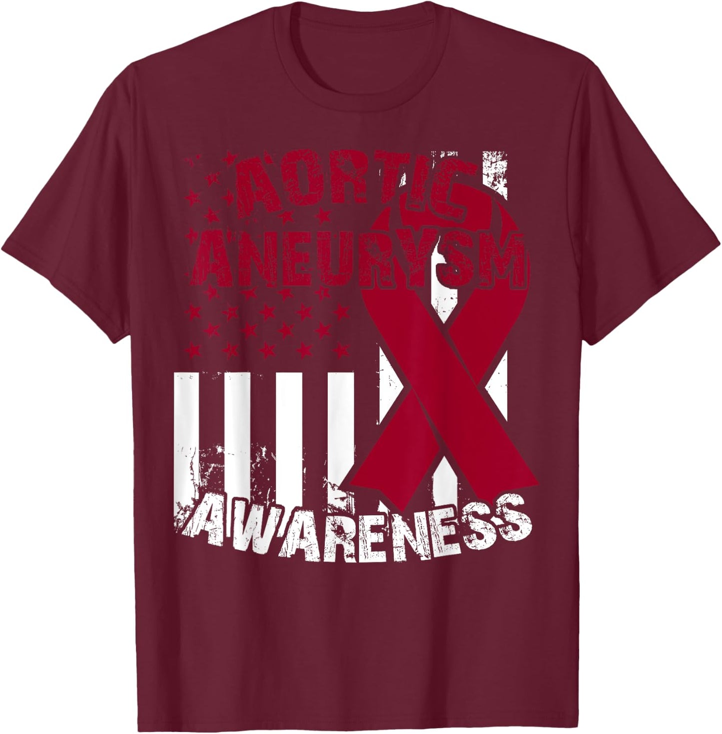 Burgundy Awareness Ribbon - Aortic Aneurysm T Shirt T-Shirt - T-Shirt | Maroon