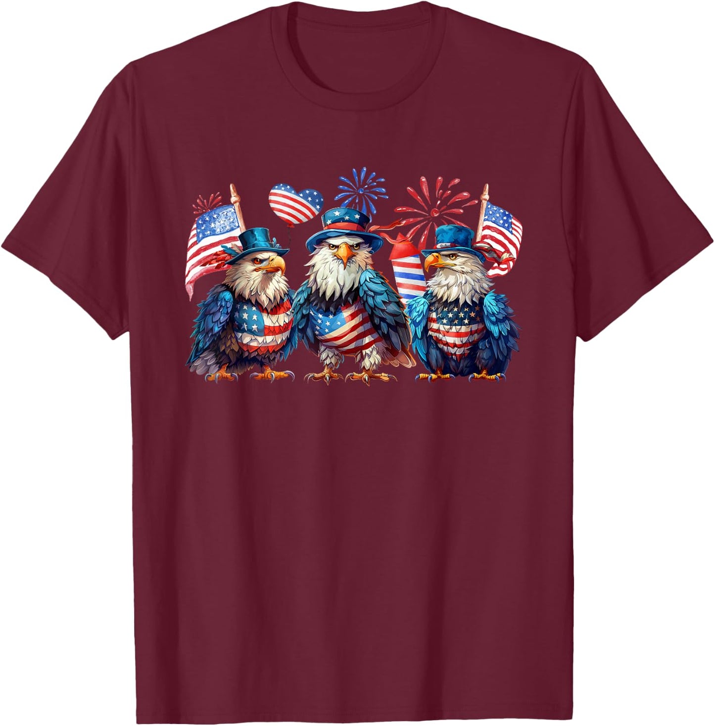 Funny 4th Of July Eagle Patriotic USA American Flag T-Shirt - T-Shirt | Maroon