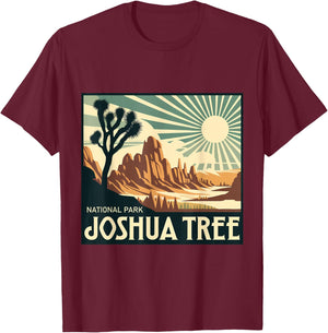 Joshua Tree National Park Vintage Hiking Camping Outdoor T-Shirt - T-Shirt | Maroon
