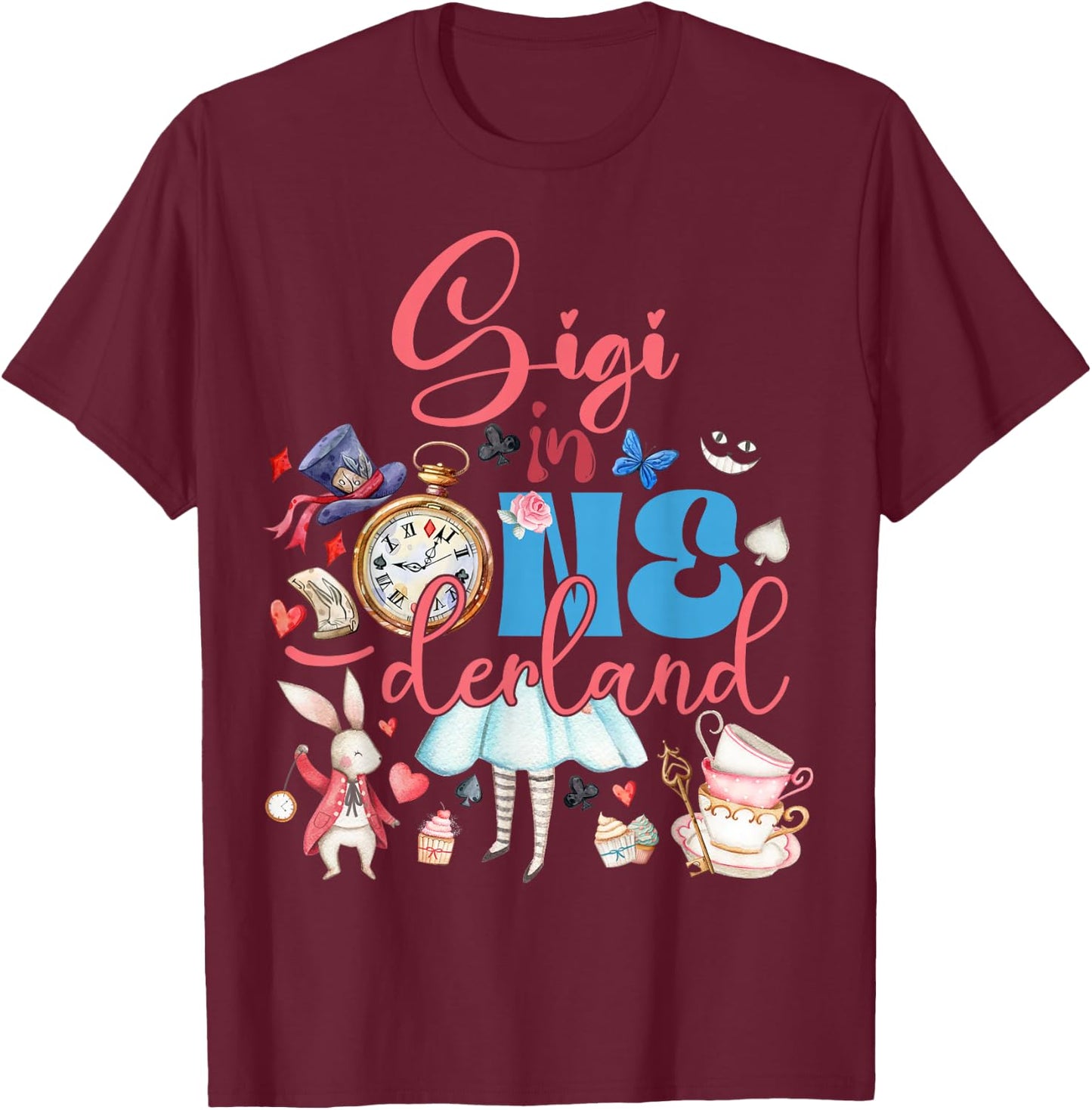 Alice Gigi in ONEderland Birthday Family T-Shirt - T-Shirt | Maroon