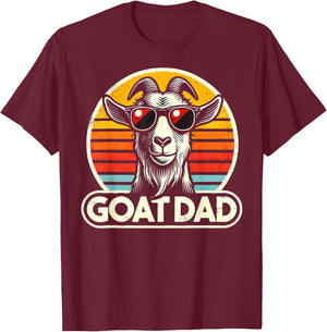 Retro Vintage Goat Dad Best Goat Daddy Funny Father's Day T-Shirt - T-Shirt | Maroon
