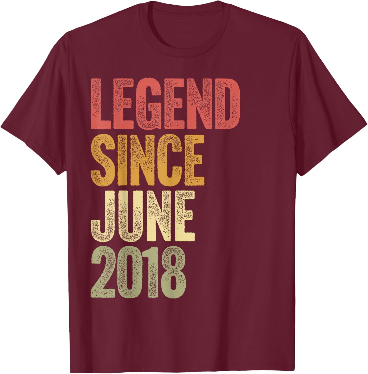 8 Year Old Legend Since June 2018 Retro 8th Birthday T-Shirt - T-Shirt | Maroon