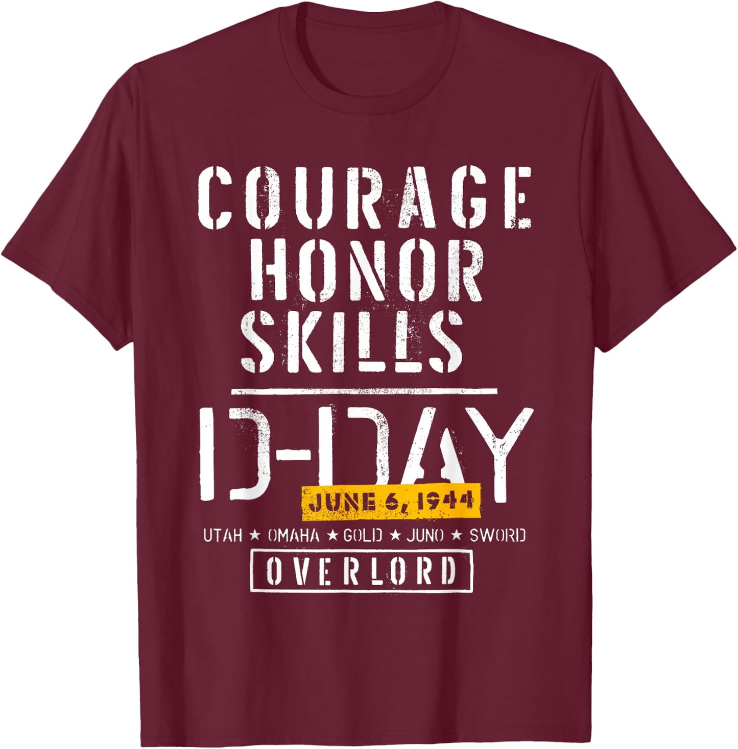 D-Day Overlord Normandy Landing 1944 Remembrance T-Shirt - T-Shirt | Maroon