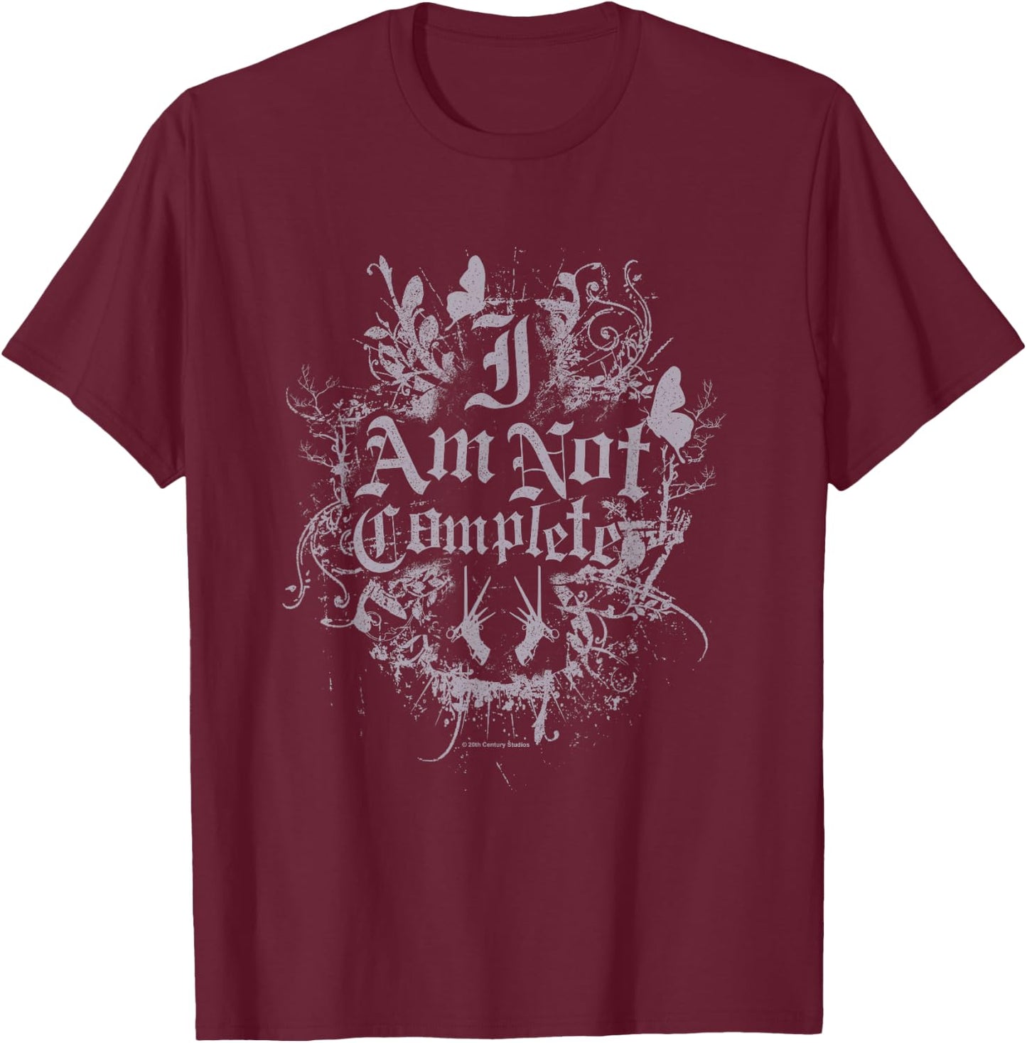 Edward Scissorhands I Am Not Complete Vintage Gothic Logo T-Shirt - T-Shirt | Maroon