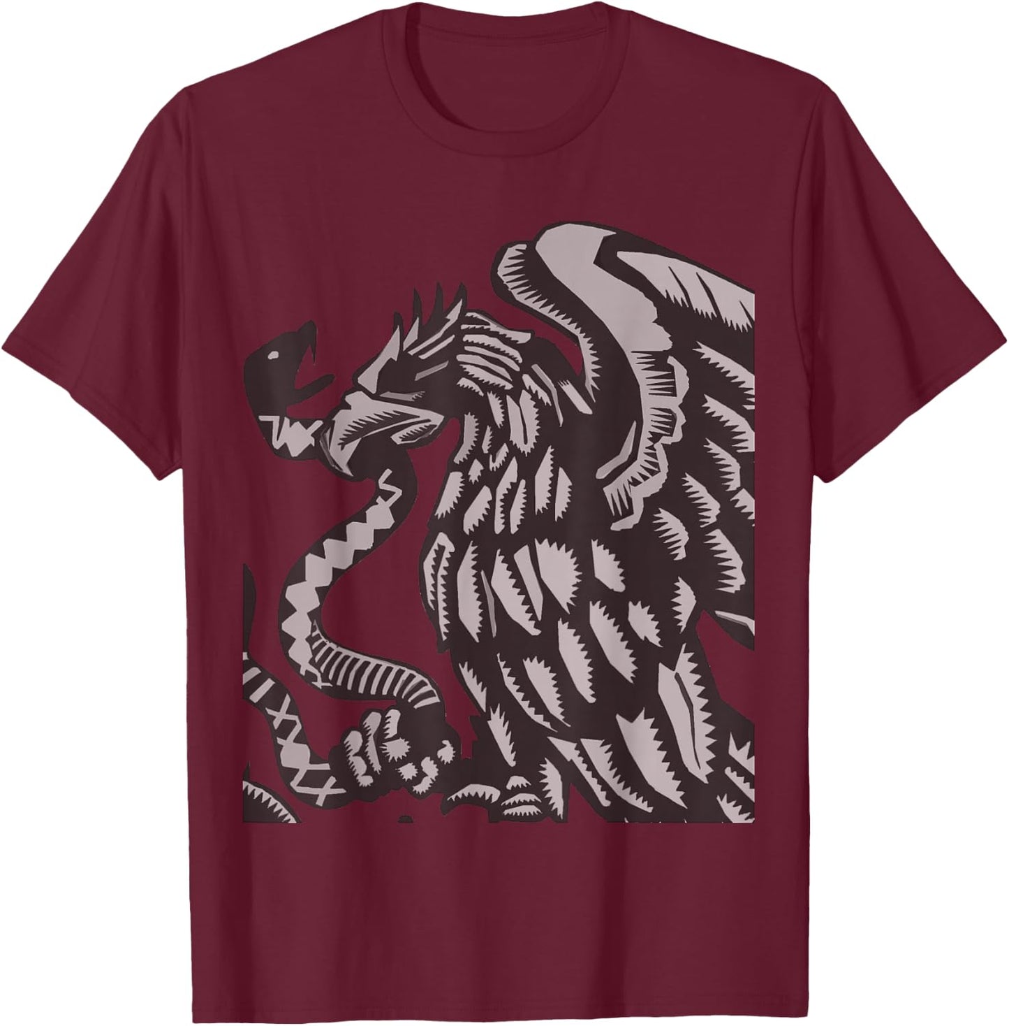 Mexican Flag Eagle Shield Aguila T-Shirt - T-Shirt | Maroon