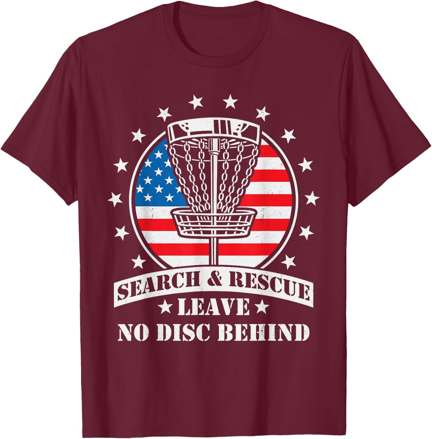 American Flag Disc Golf Search & Rescue 4th of July Golfer Women Girls Kids Men T-Shirt - T-Shirt | Maroon