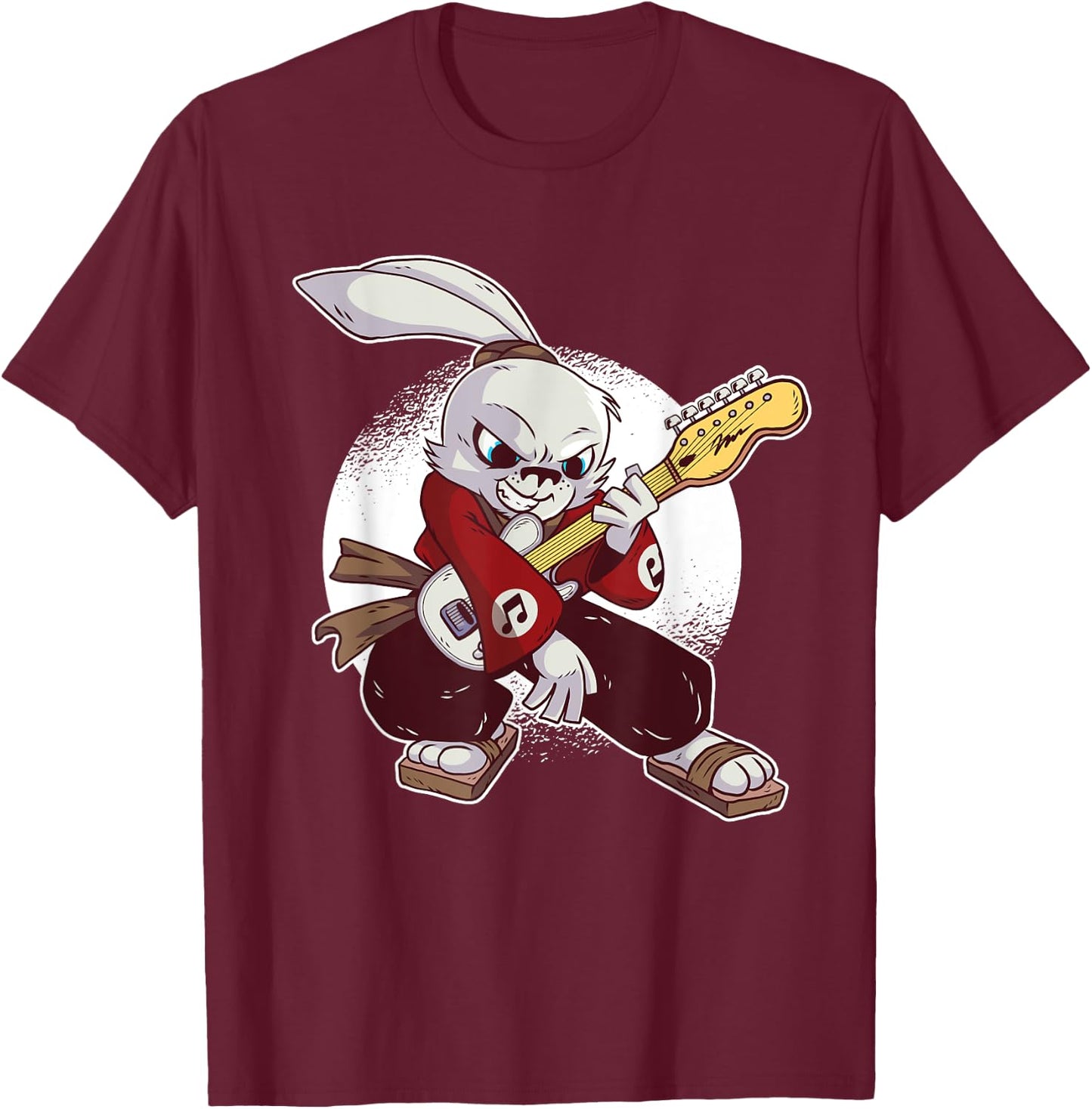 Rabbit Bunny Guitarist Guitar Music Musician T-Shirt - T-Shirt | Maroon