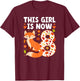 8th Fox Birthday Party 8 Year Old Girl Foxes Birthday Fox T-Shirt - T-Shirt | Maroon