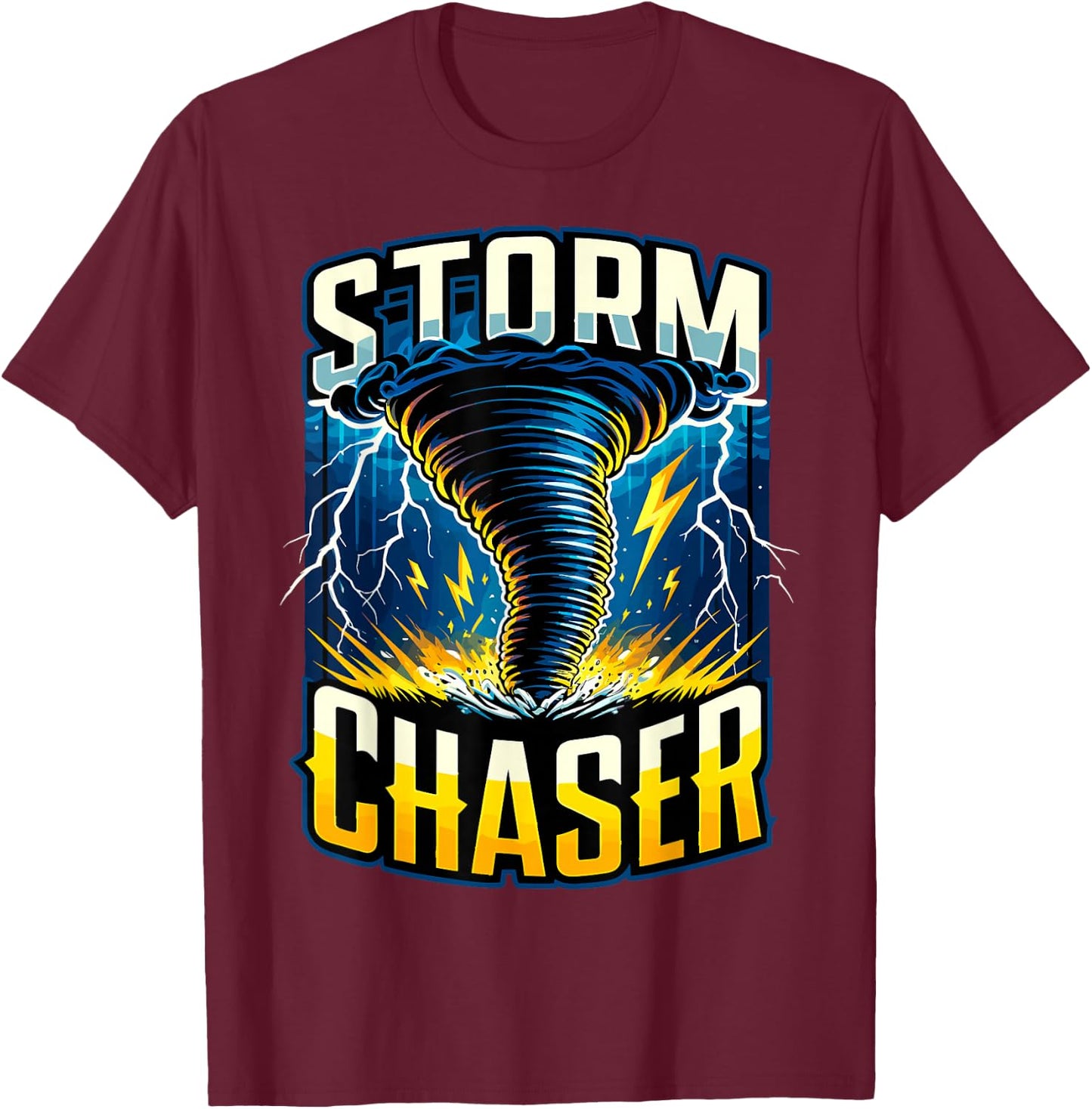 Storm Chaser Storm Chasing Meteorologists Meteorology T-Shirt - T-Shirt | Maroon