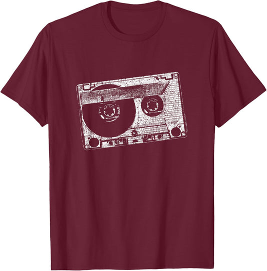 Cassette Tape, Simple 80s 90s Music T-Shirt - T-Shirt | Maroon