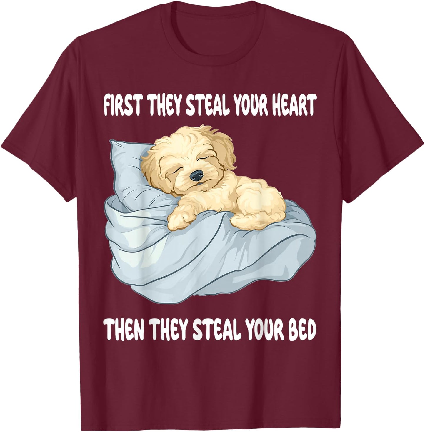 Maltipoo Sleeping Pajamas Nightgown T-Shirt - T-Shirt | Maroon