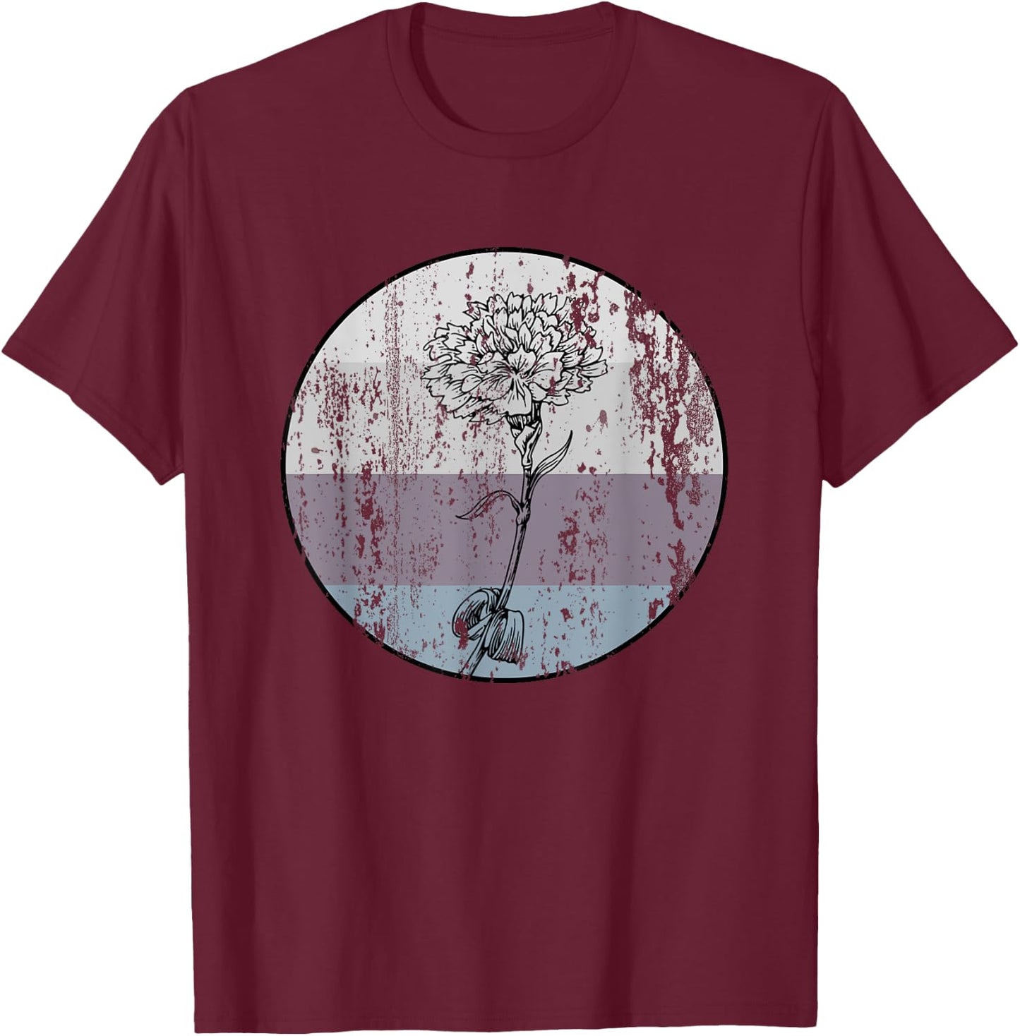 Carnation Flower Shirt Vintage Nature Lover Earth Day Gift T-Shirt - T-Shirt | Maroon