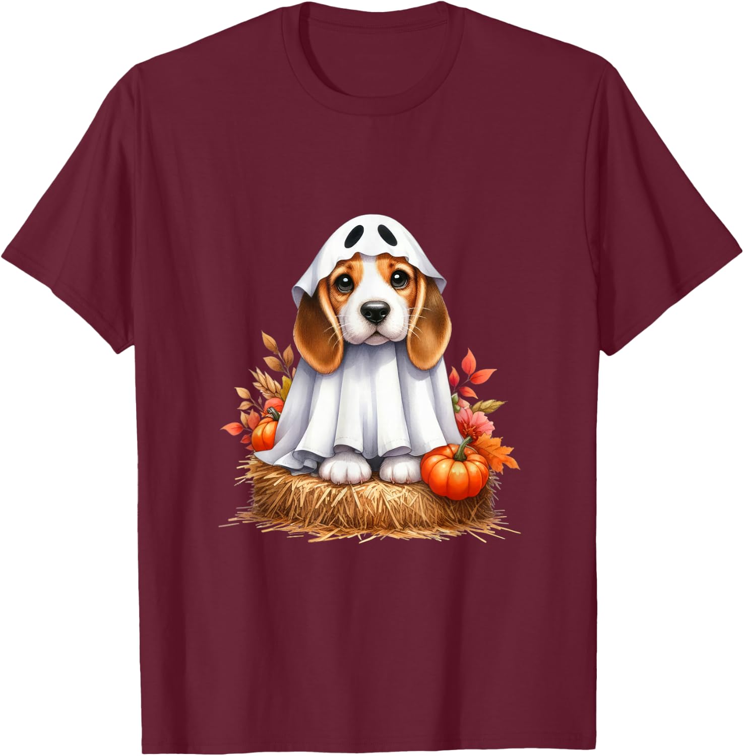 Cute Halloween Beagle dog as ghost dog owner dogs Men Women Kids T-Shirt - T-Shirt | Maroon