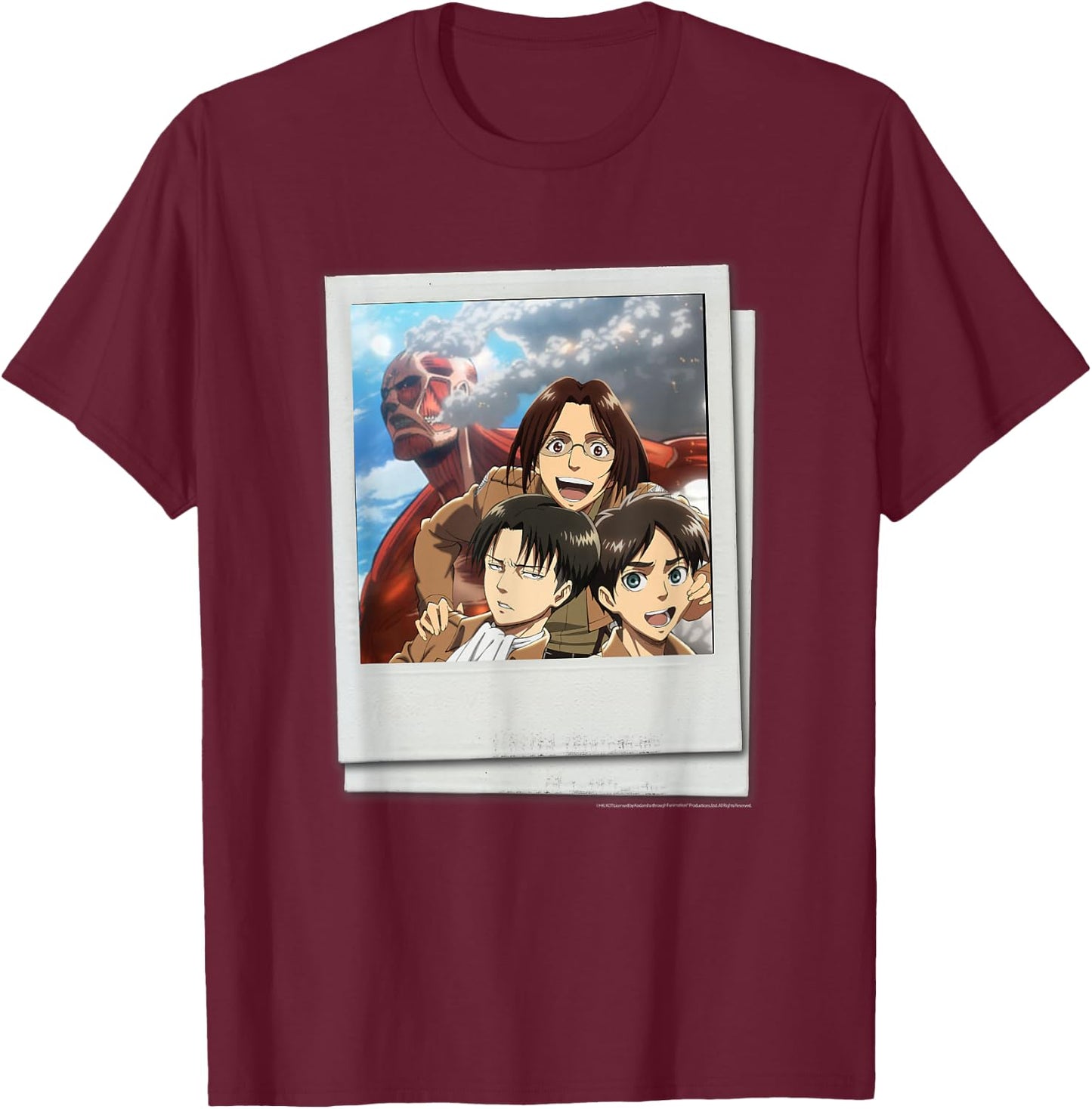 Attack on Titan See The Walls! Tourist Polaroid Photo Anime T-Shirt - T-Shirt | Maroon