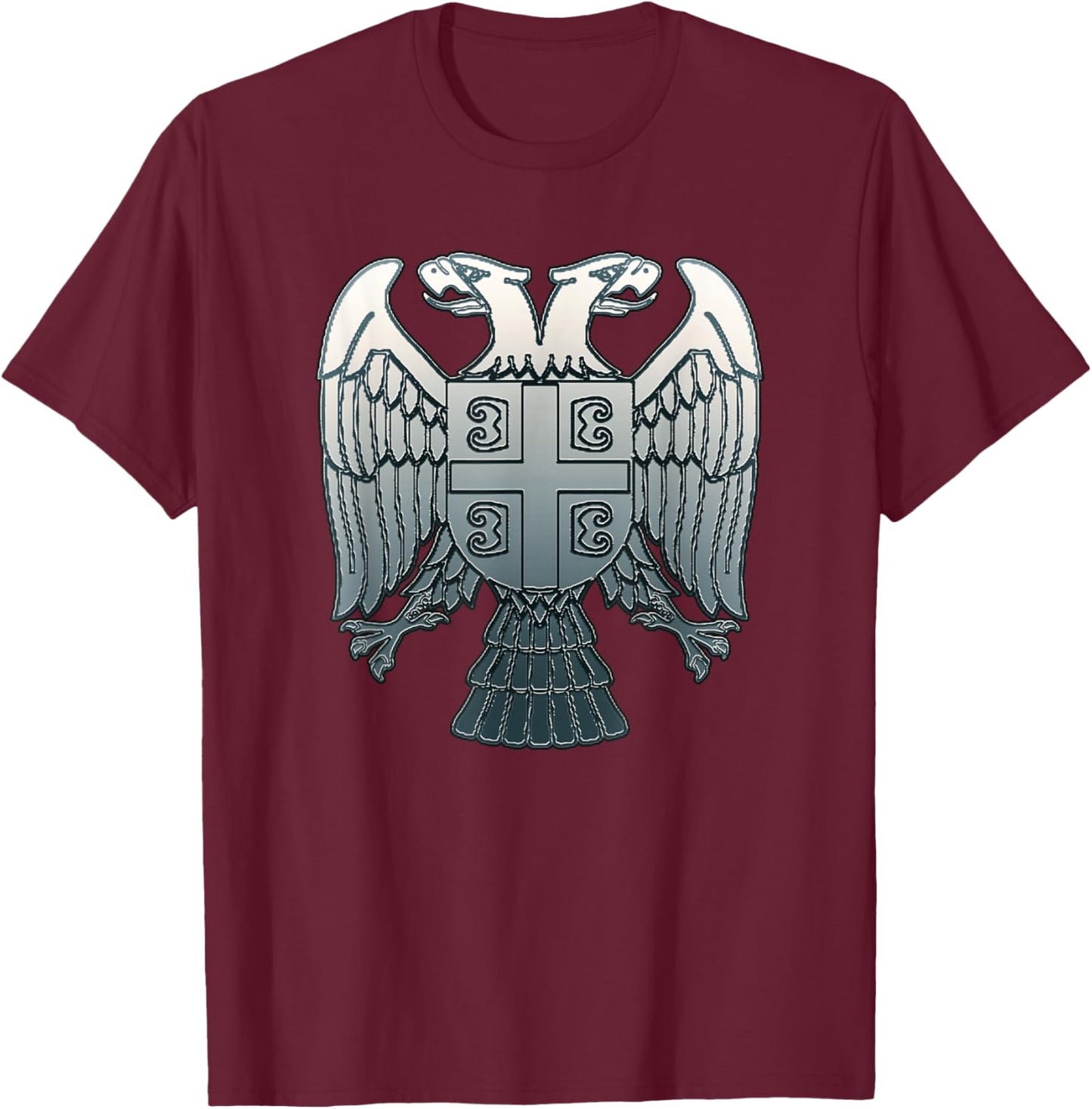 Serbian Double Headed Eagle Emblem - Serbia Coat of Arms T-Shirt - T-Shirt | Maroon