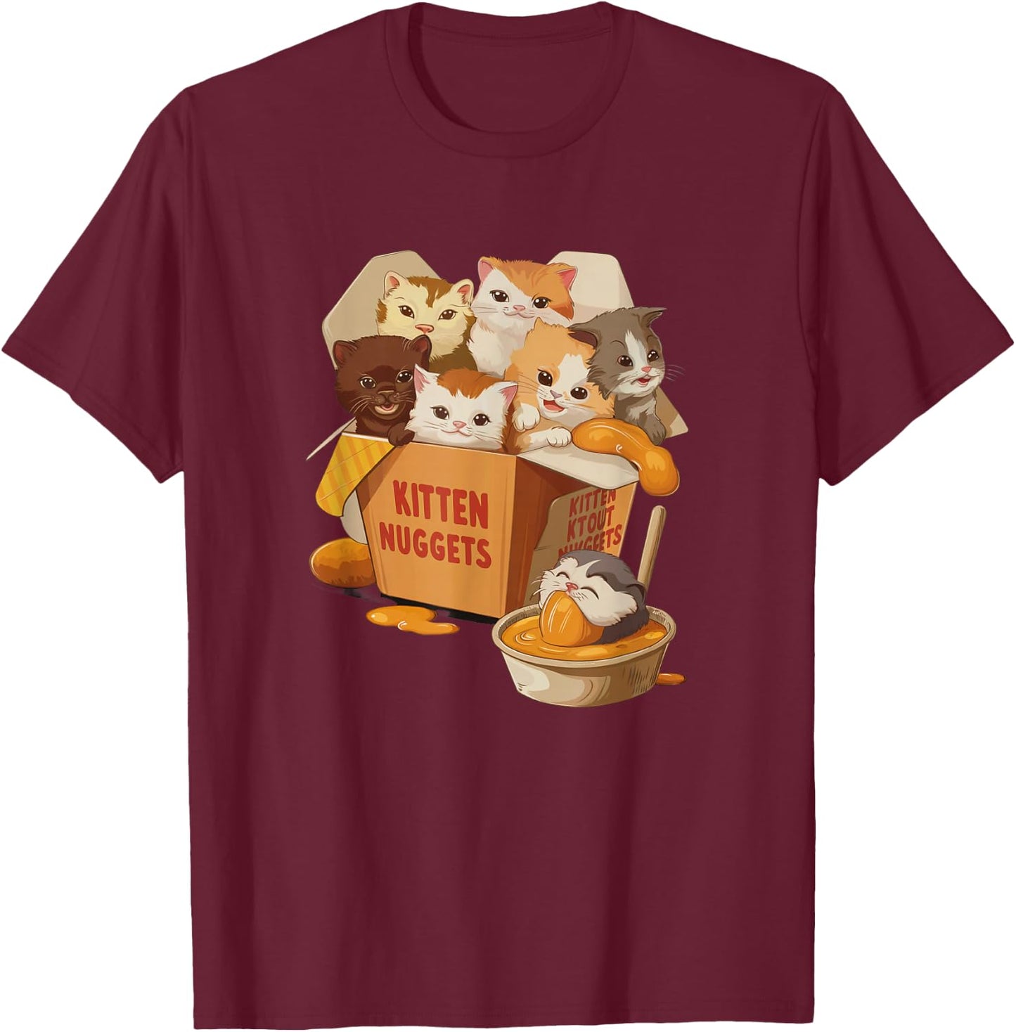Kitten Nuggets Funny Cat Lover Pun T-Shirt - T-Shirt | Maroon