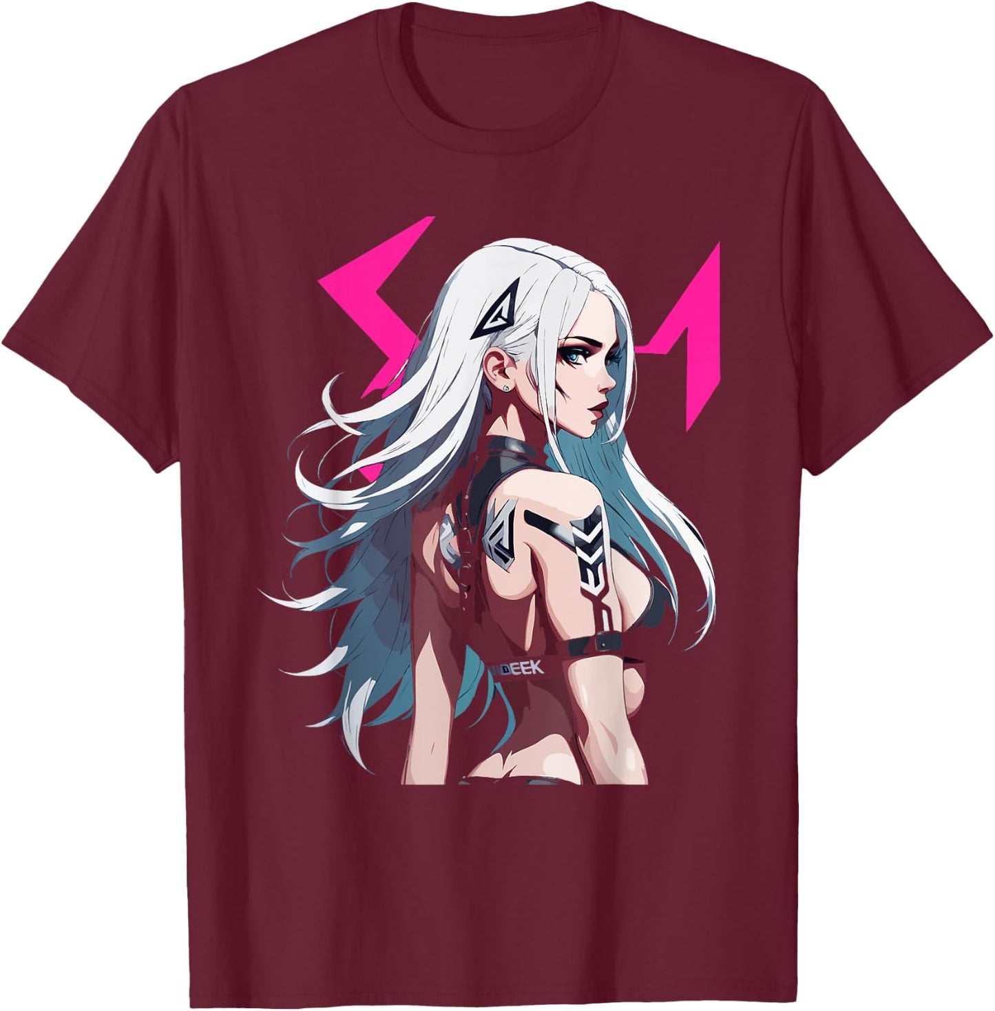 Sexy Waifu Otaku Anime Cyberpunk Girl Japanese T-Shirt - T-Shirt | Maroon