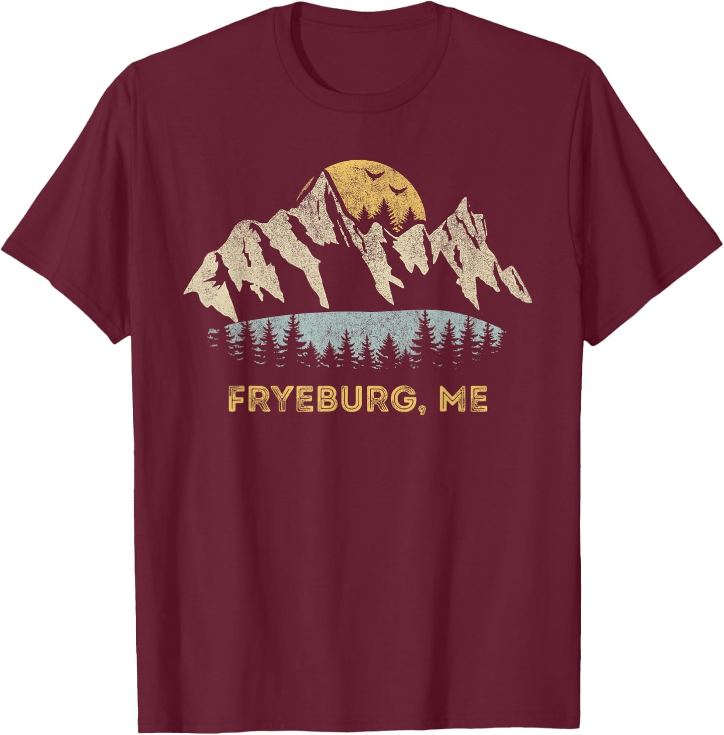 Fryeburg Maine Mountain Sunset Sunrise ME T-Shirt - T-Shirt | Maroon