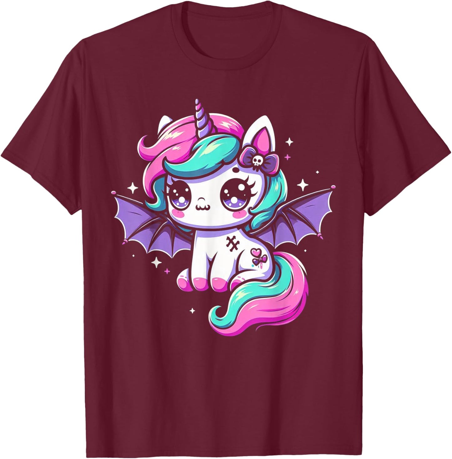 Pastel Goth Unicorn Kawaii Creepy Cute Aesthetic Art T-Shirt - T-Shirt | Maroon