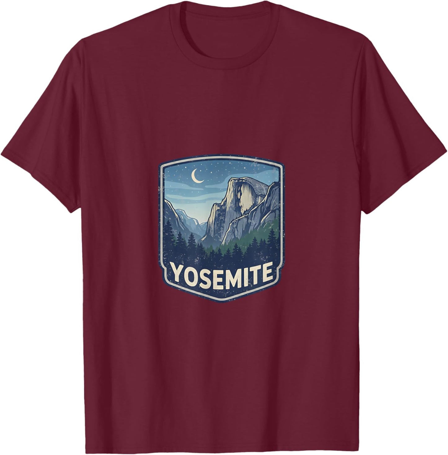 Yosemite National Park Vintage Mountain Camping Nature T-Shirt - T-Shirt | Maroon