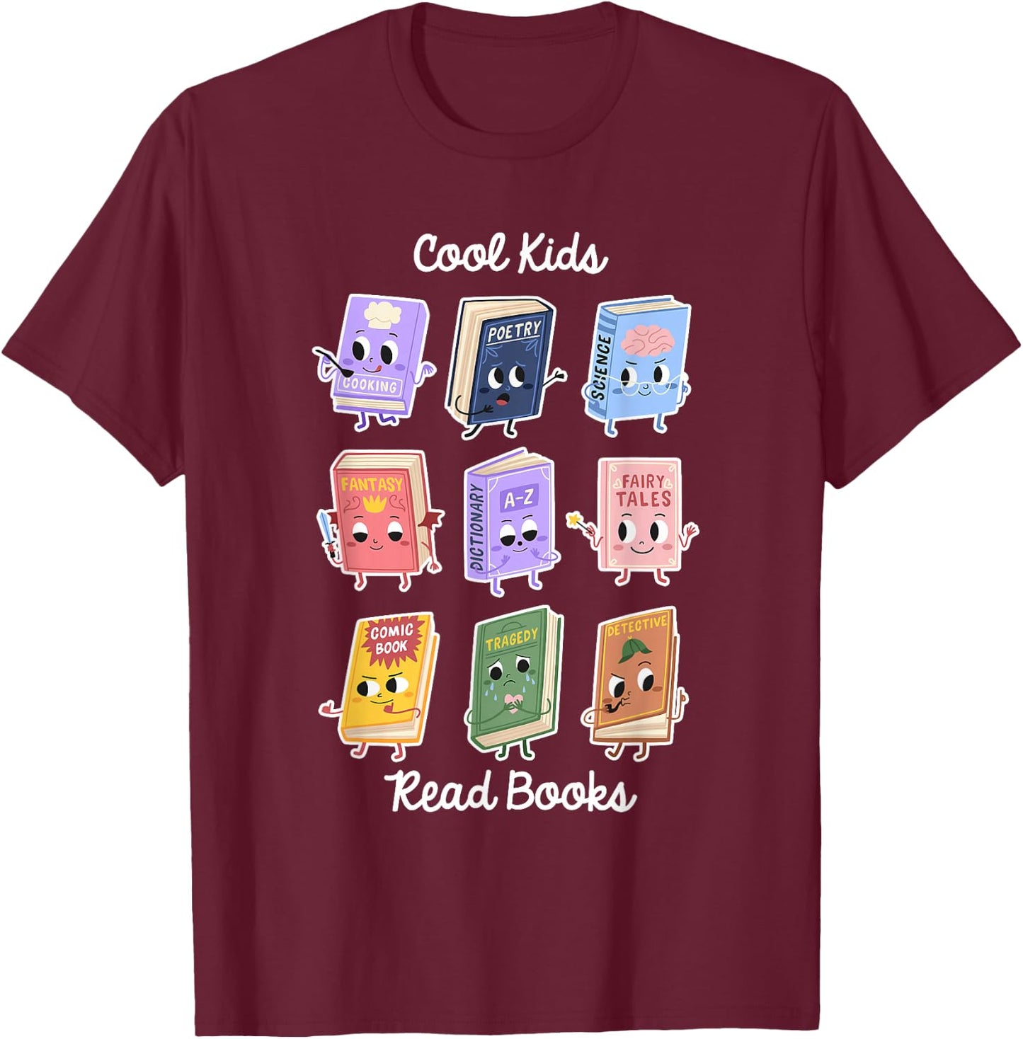 Cool Kids Read Books Apparel T-Shirt - T-Shirt | Maroon