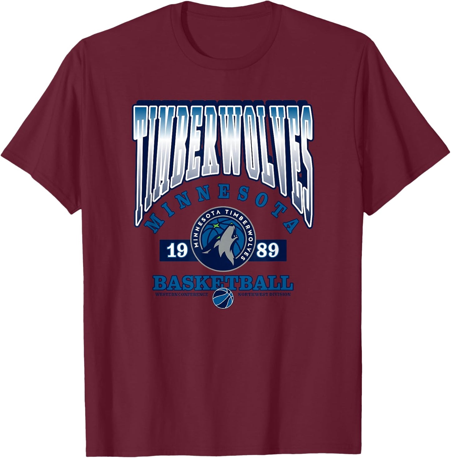 Minnesota Timberwolves NBA Homecourt Advantage - Black, -Adults, Small, Short Sleeve, Polyester, , Classic Fit, Letter Print T-Shirt - T-Shirt | Maroon