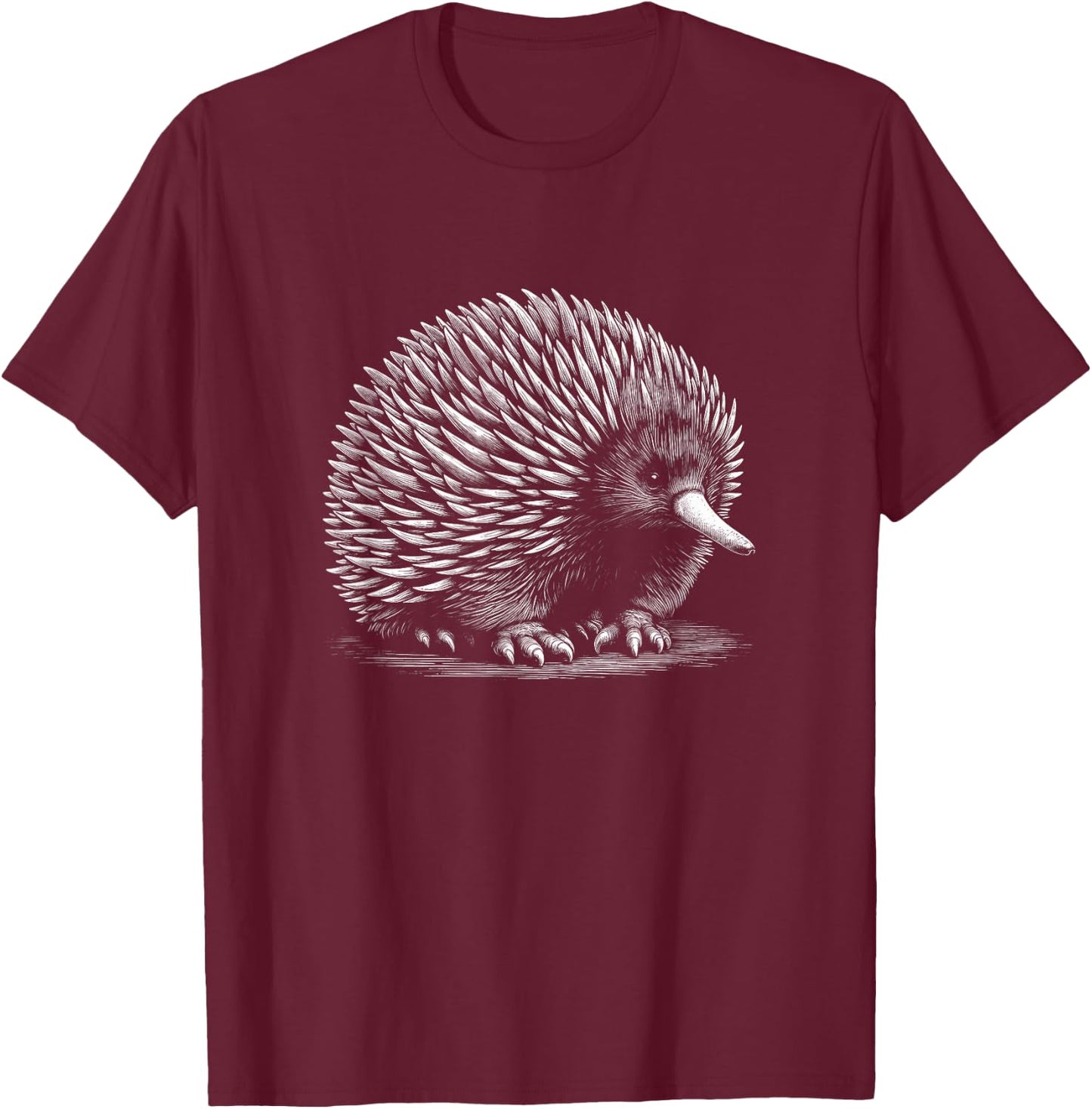 Echidna Graphic Art Design T-Shirt - T-Shirt | Maroon