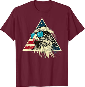 American Bald Eagle, American Flag, Cool T-Shirt - T-Shirt | Maroon