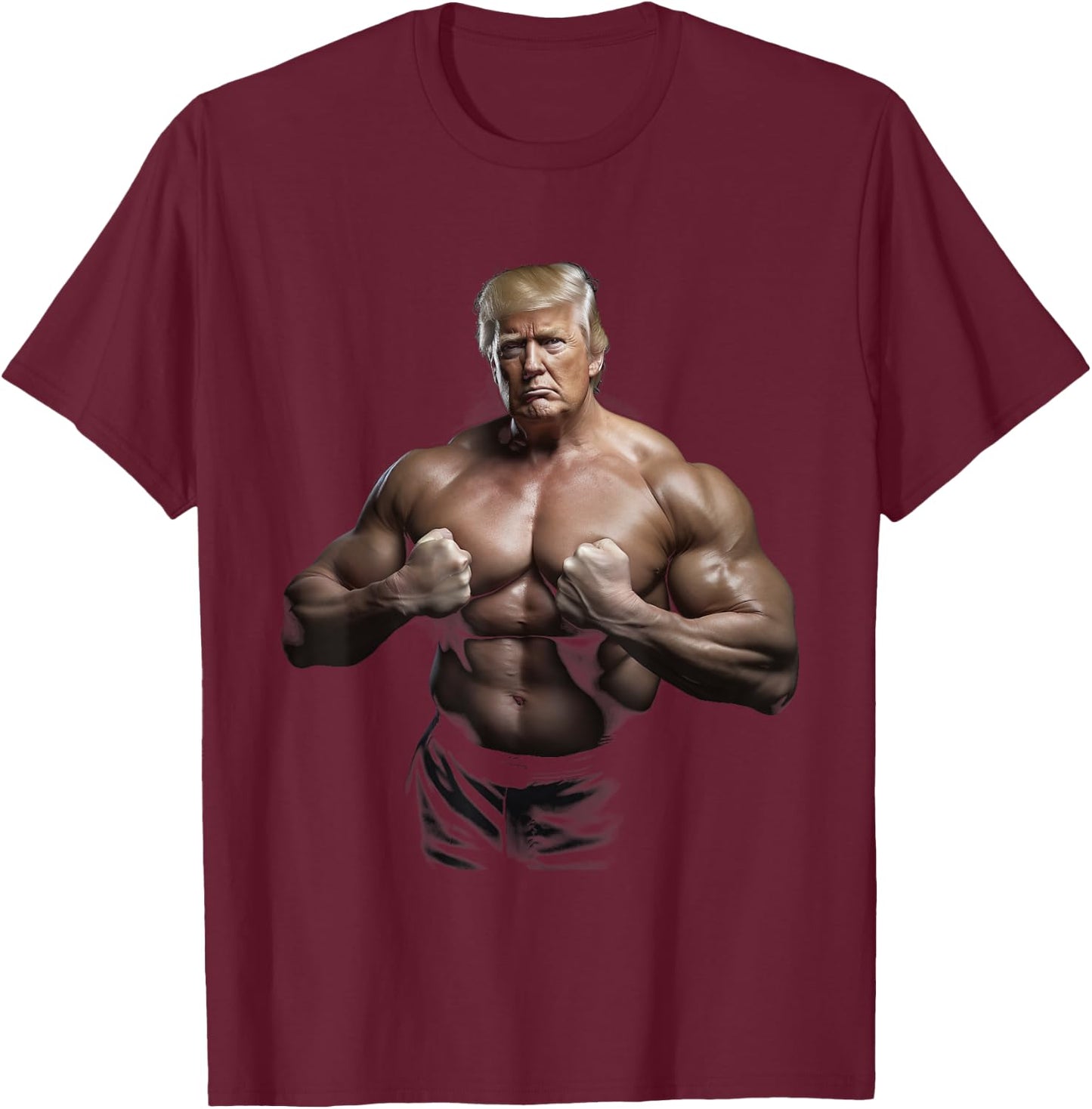 Donald Pump Bodybuilder America Gym Fitness Trump 2024 T-Shirt - T-Shirt | Maroon