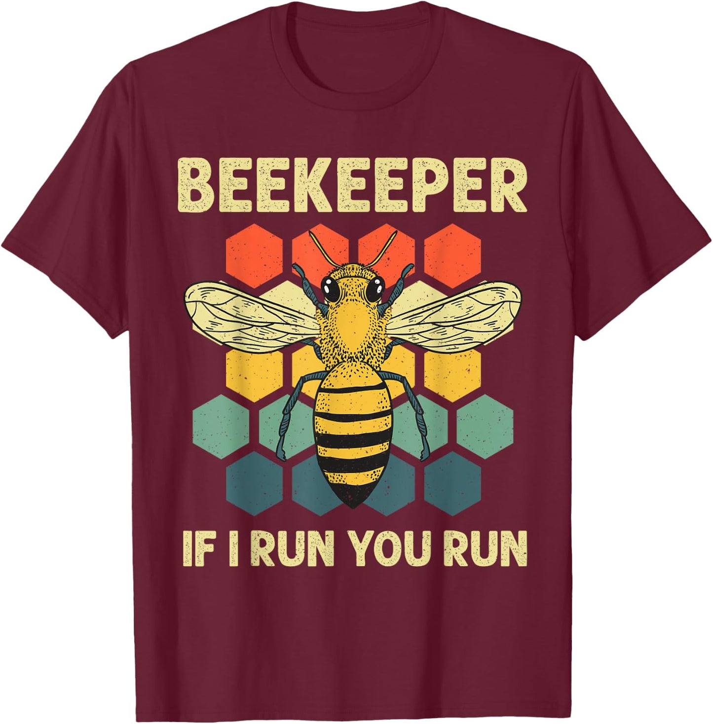 Funny Beekeeper Art Women Bee Honeycomb Beekeeping T-Shirt - T-Shirt | Maroon