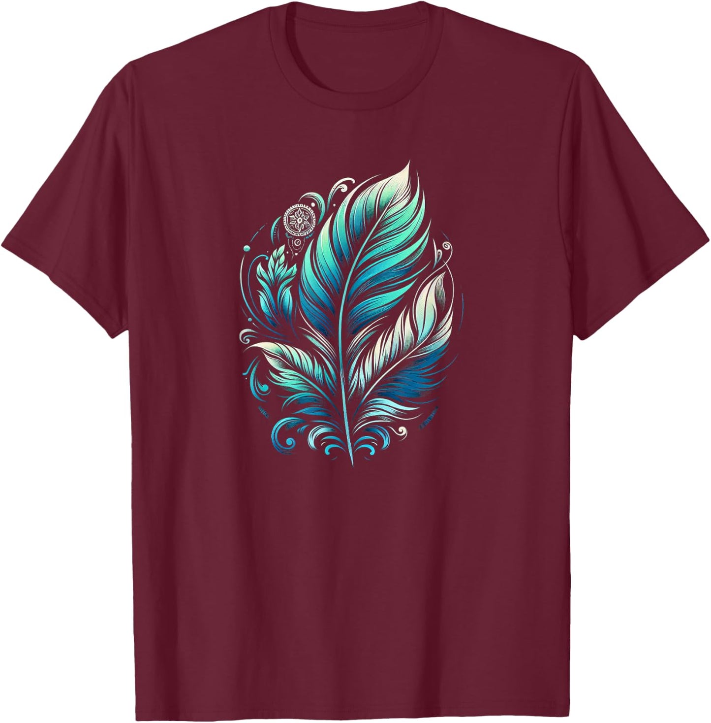 Spiritual Feather T-Shirt - T-Shirt | Maroon