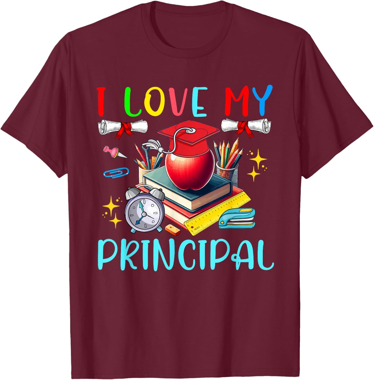 I Love My Principal Matching Kids Students Graduate Lover T-Shirt - T-Shirt | Maroon