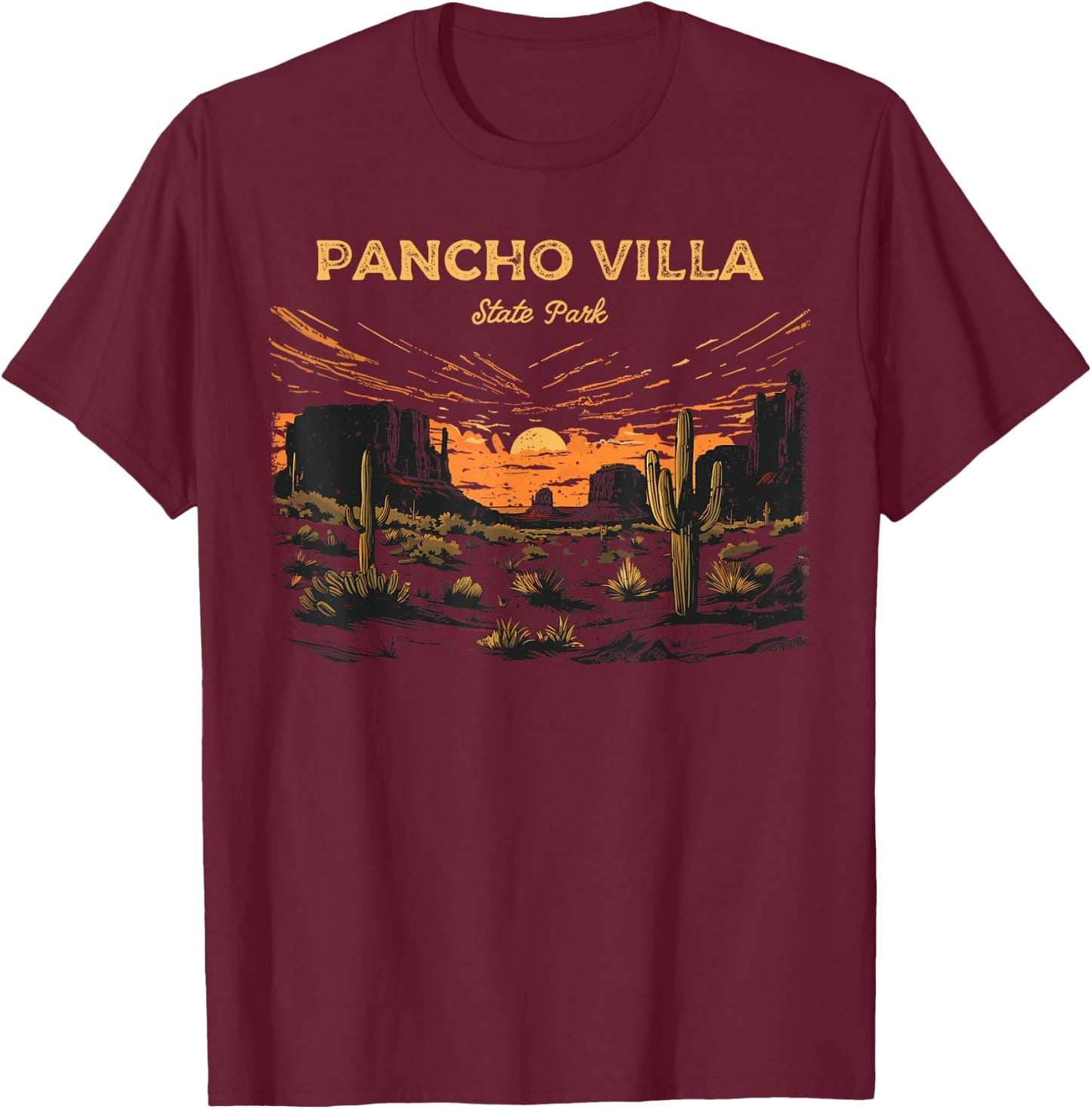 Pancho Villa State Park New Mexico Retro Vintage T-Shirt - T-Shirt | Maroon