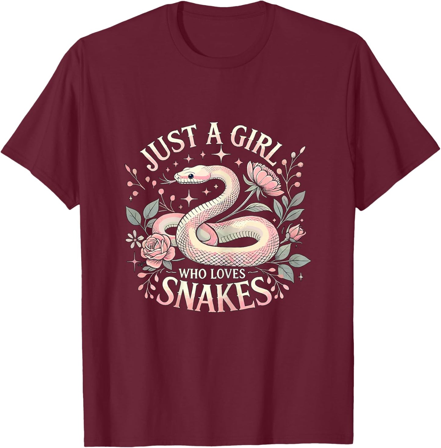 Just a Girl who Loves Snakes T-Shirt - T-Shirt | Maroon