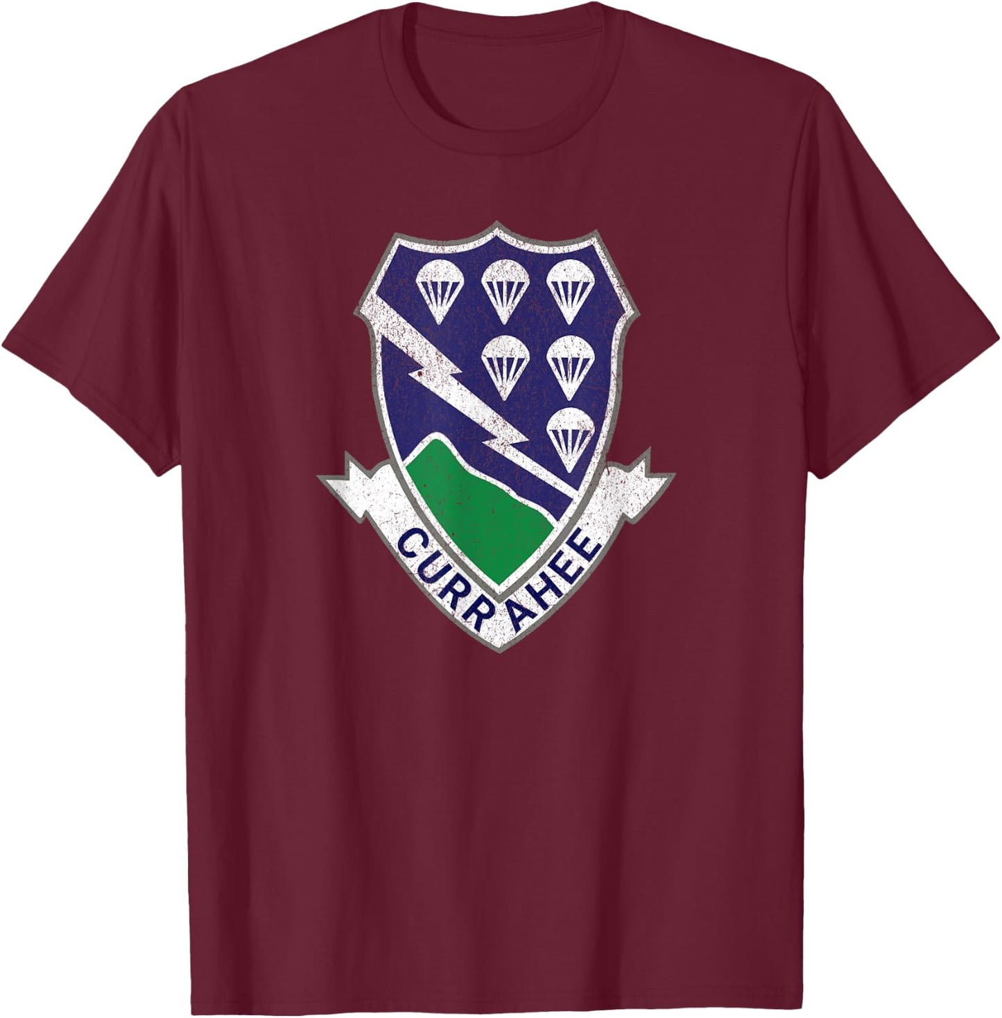 Patriotic Veteran Military Distressed 506th Infantry Veteran T-Shirt - T-Shirt | Maroon