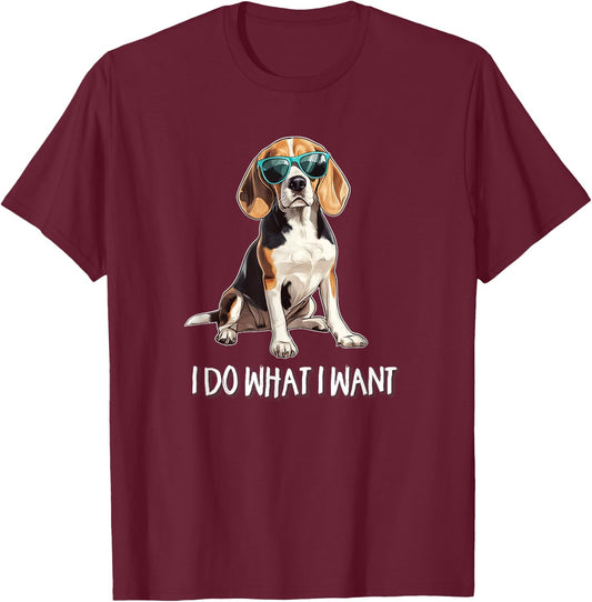 & Sunglasses Funny Do What I Want Beagle Lover T-Shirt - T-Shirt | Maroon
