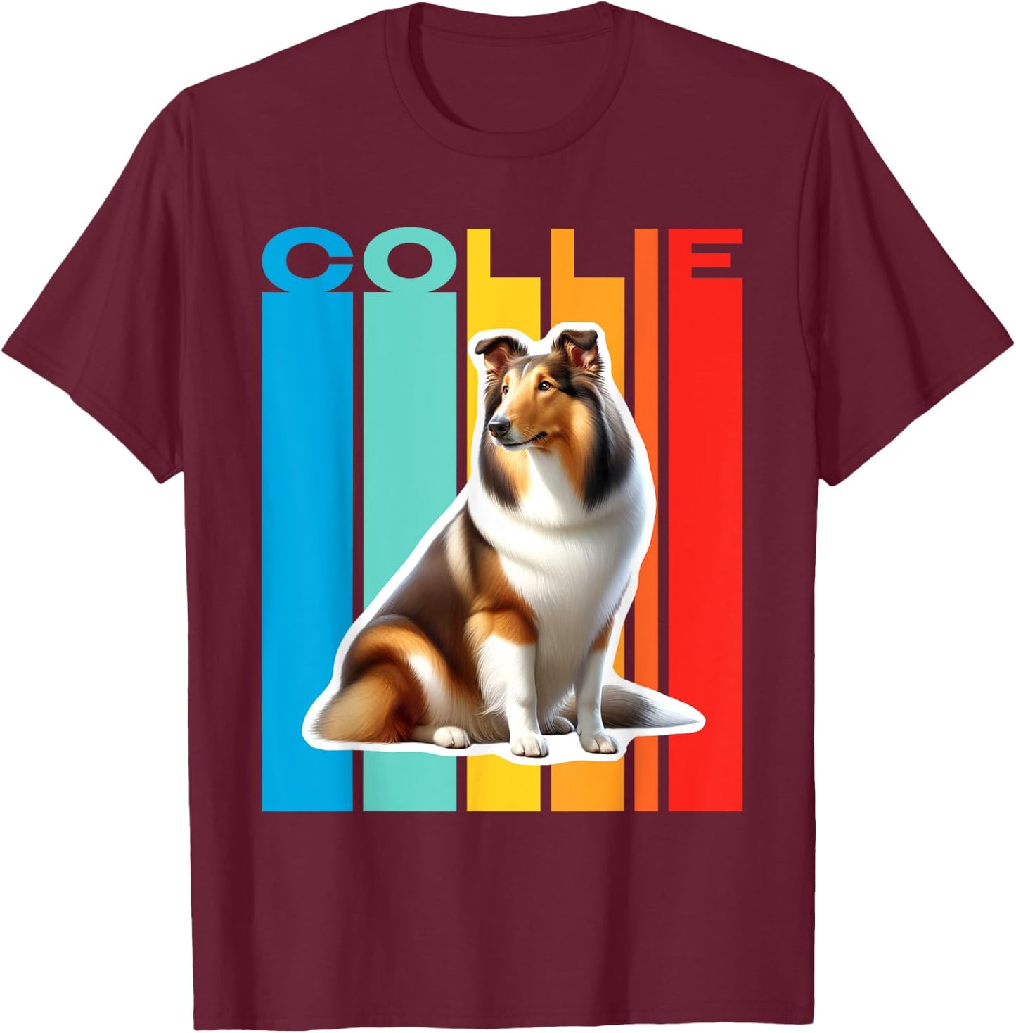 Colorful Collie T-Shirt - T-Shirt | Maroon