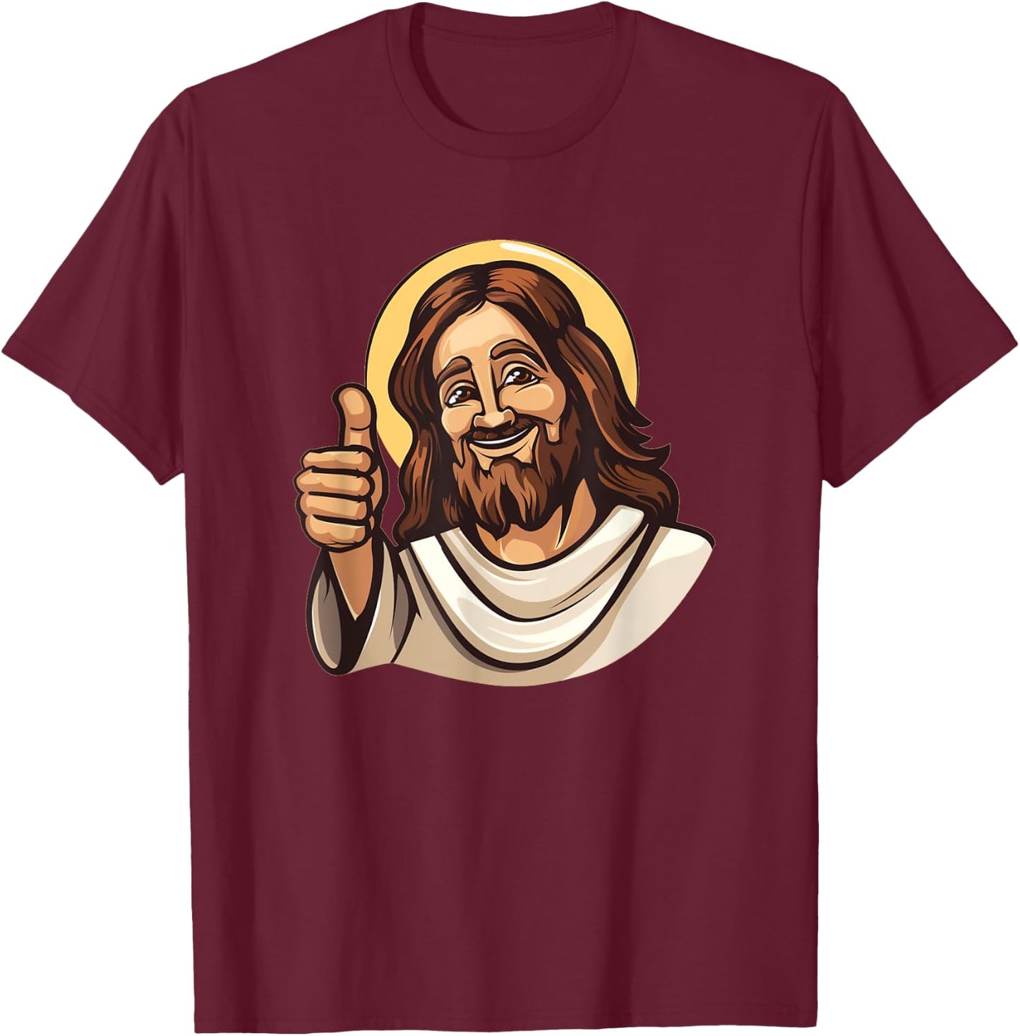 Smiling Jesus Christ with Thumb up Costume T-Shirt - T-Shirt | Maroon